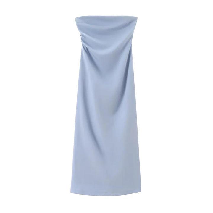 Strapless Midi Dress with Pleated Design - Emmy