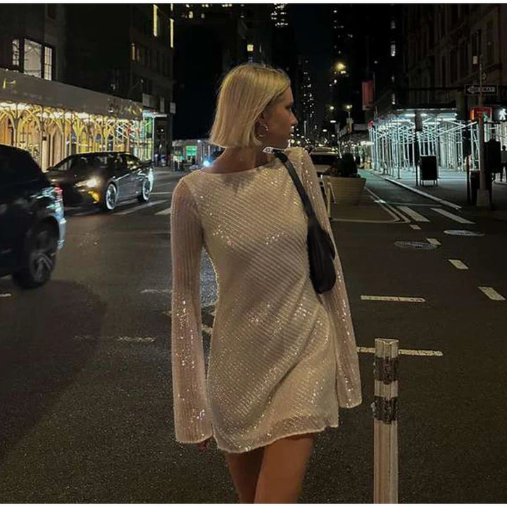 Mini sequin dress with open back - SOL