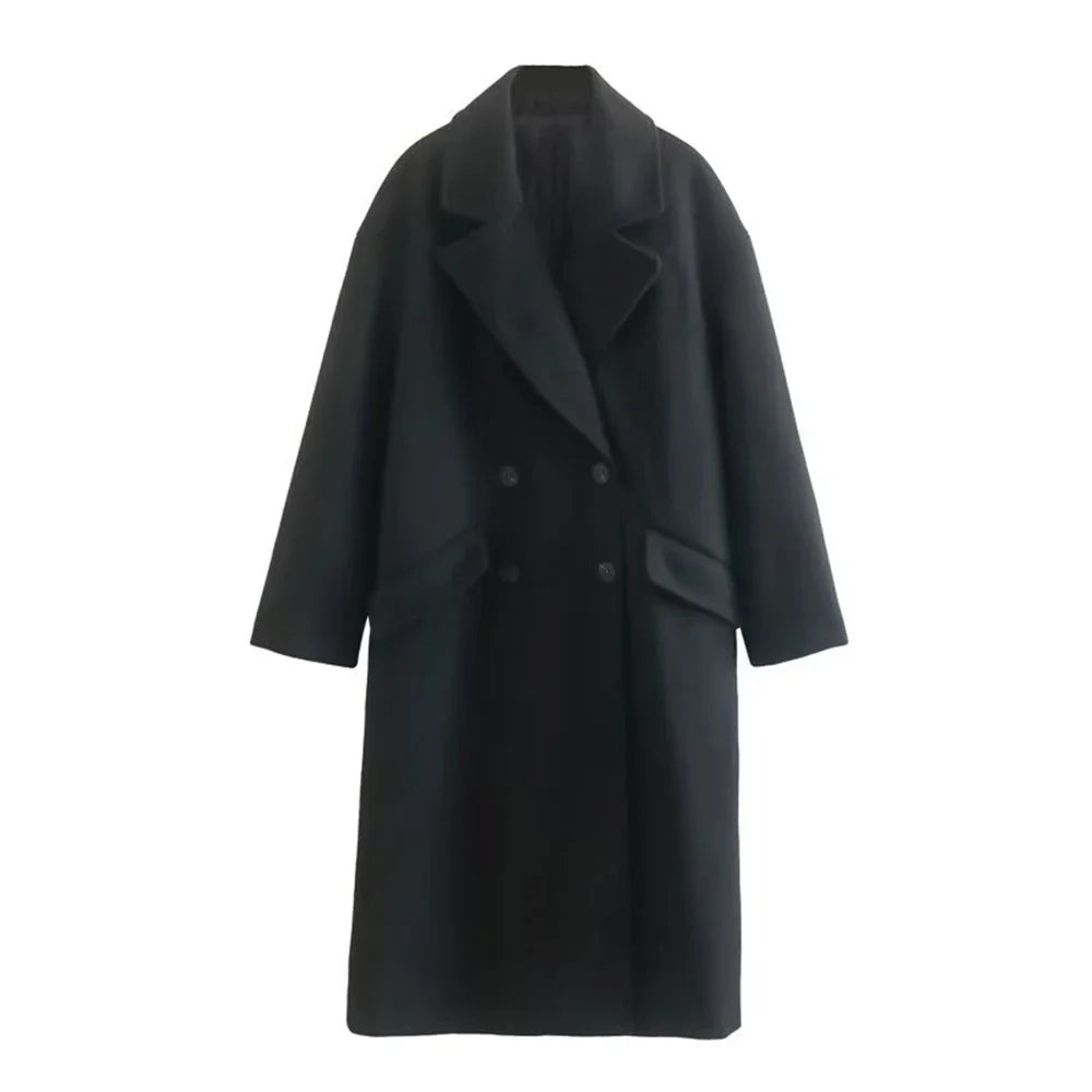 Long Tailored Wool Coat with Button Details - Paris