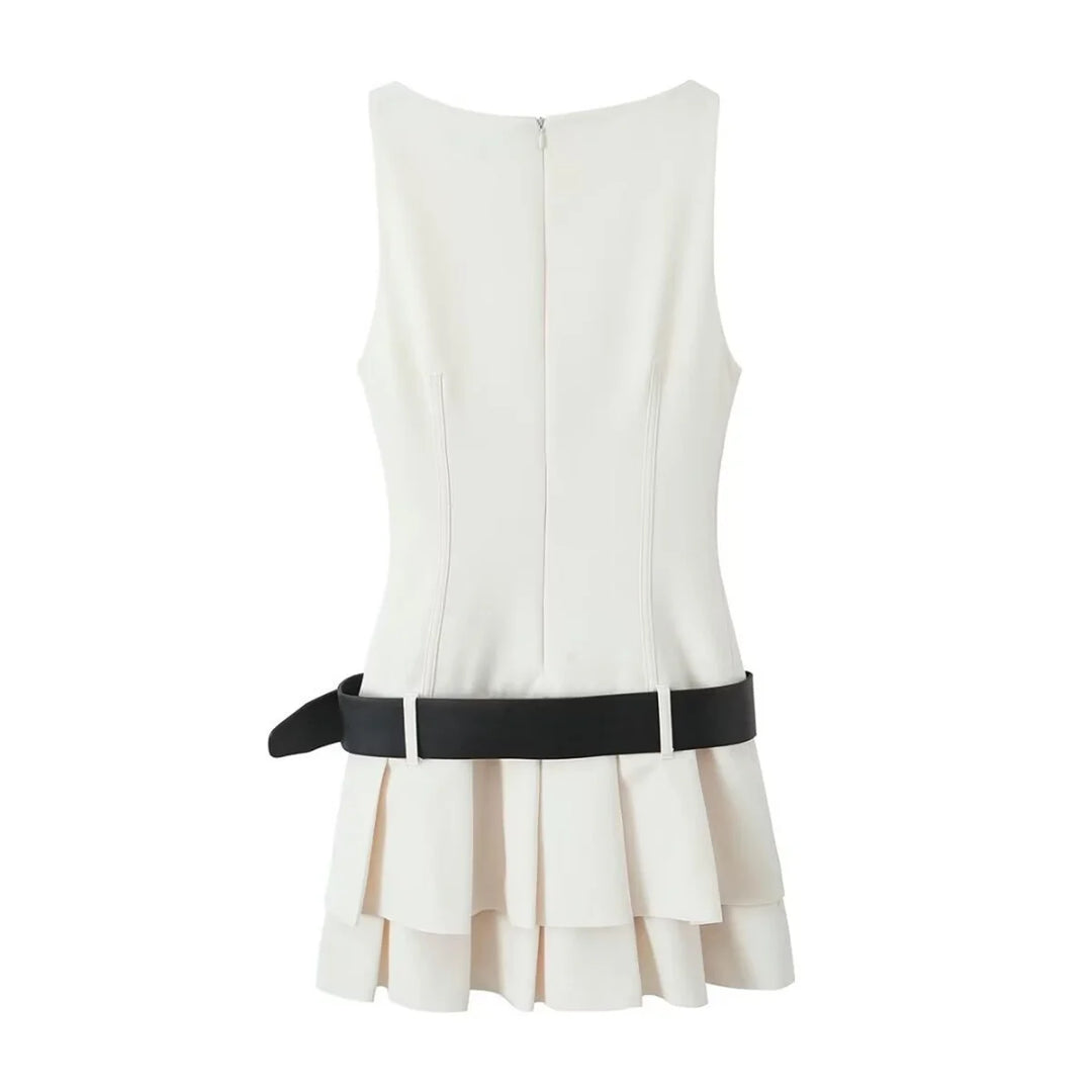 Fitted Mini Dress with Matching Belt - Serena