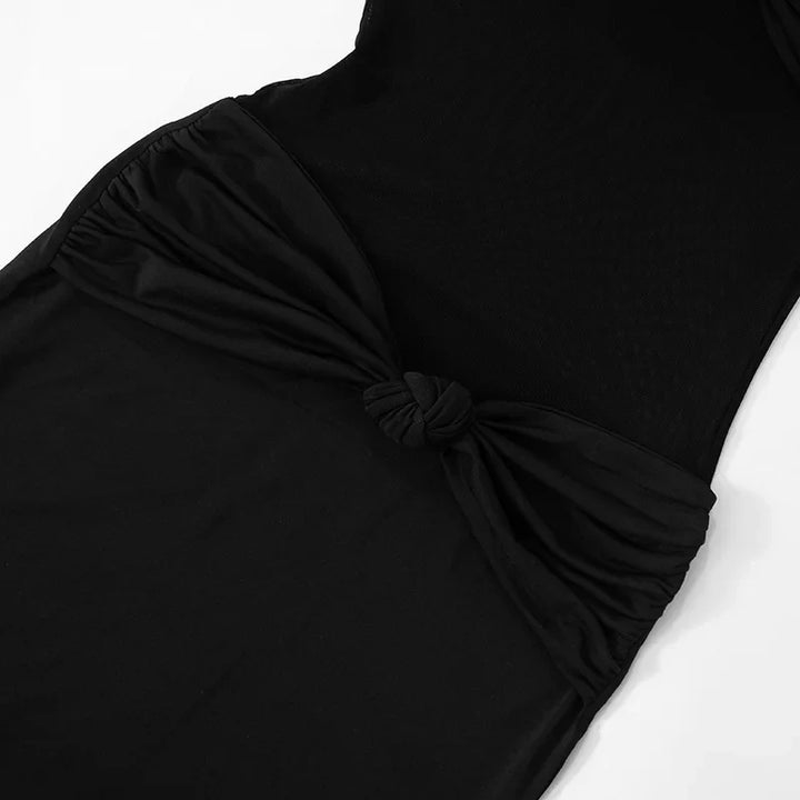 Maxi Dress with Removable Straps, Ruched and Mesh Design - Blair