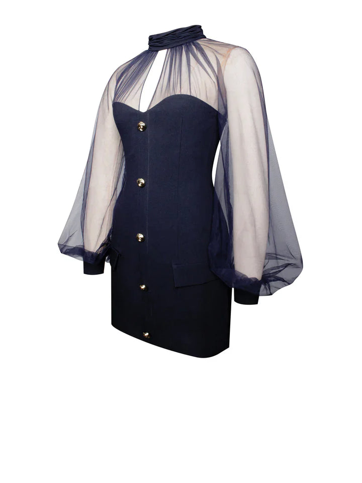Fitted mini dress with tailored chiffon sleeves - Darwin