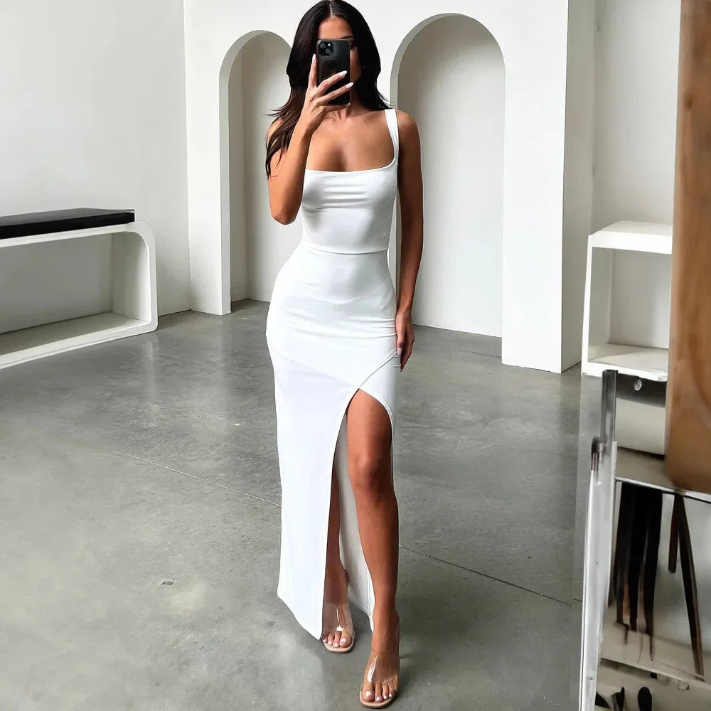 Maxi dress with back tie and slit decoration - Penelope
