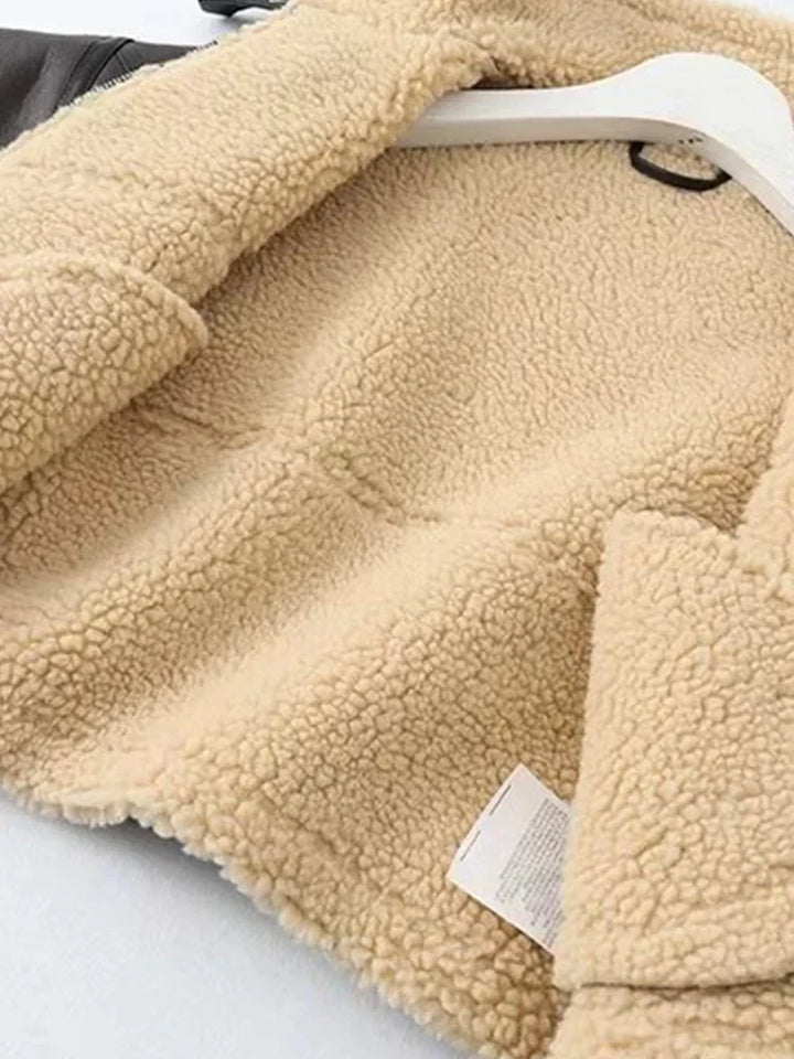 Short leather coat with inner fur - Johnny