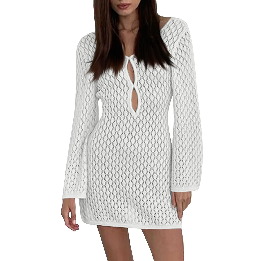 Knitted Mini Beach Dress with Open Back - Keira