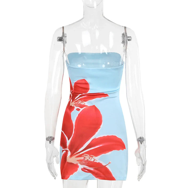 Strapless mini dress with floral print detail - Shay Lee