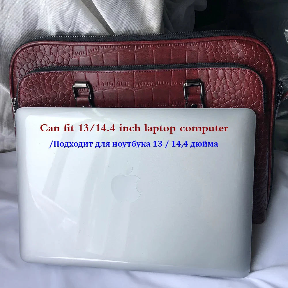Leather bag with crocodile design