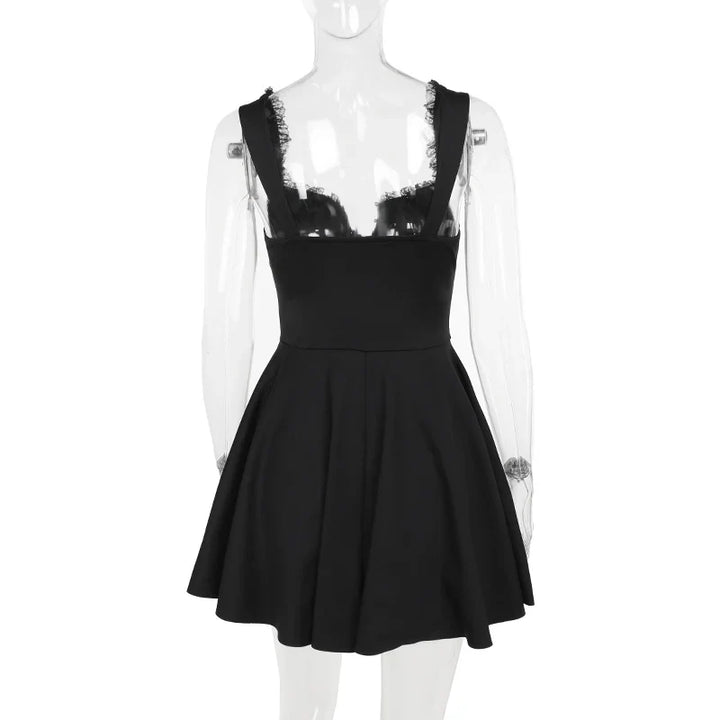 A-line mini dress with button decoration and chest tie - Marom