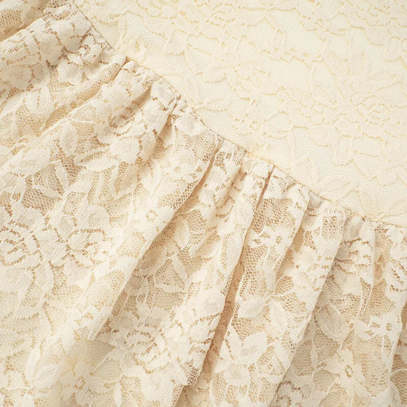 Strapless mini dress with tiered lace ruffle design - Mia Li
