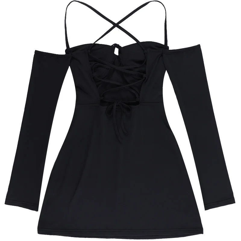 Off-Shoulder Mini Dress with Chest Tie Detail - Romy