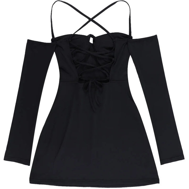 Off-Shoulder Mini Dress with Chest Tie Detail - Romy