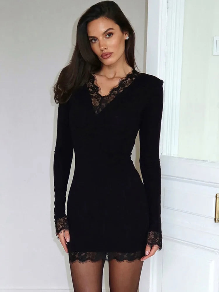 Mini Dress with Lace Decoration - MIRAN