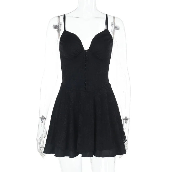 A-Line Lace Mini Dress with Pin Closure - Saanvi