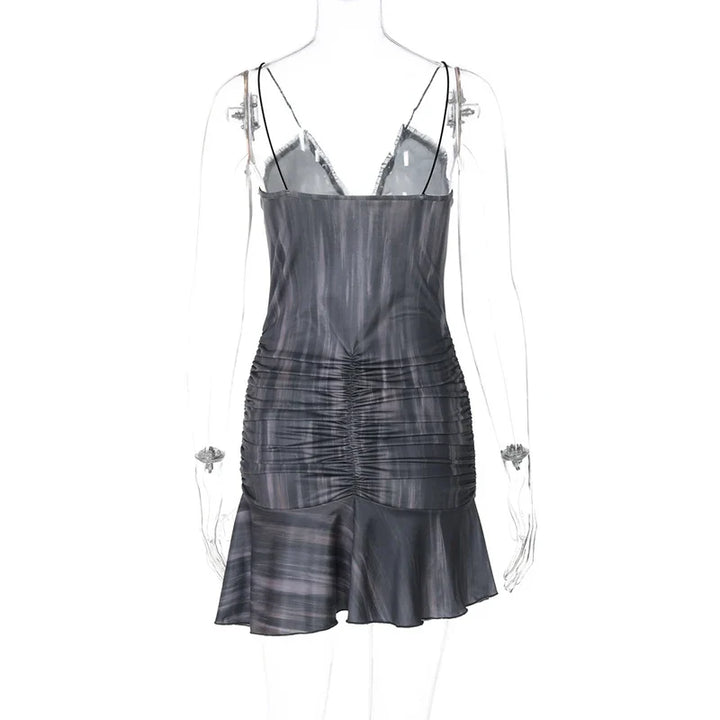 Ruffled mini dress with open back design - Tate