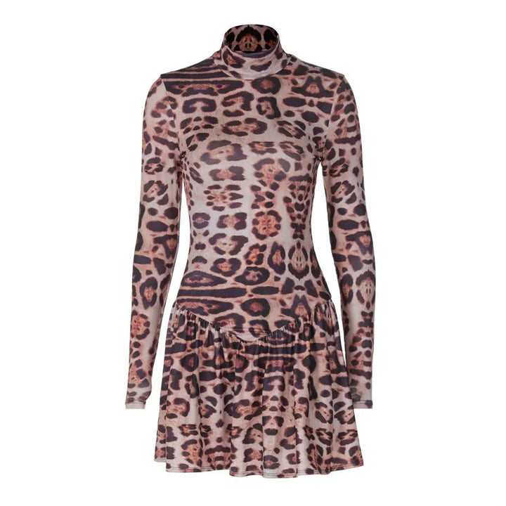 Leopard print ruffled mini dress - Sisi
