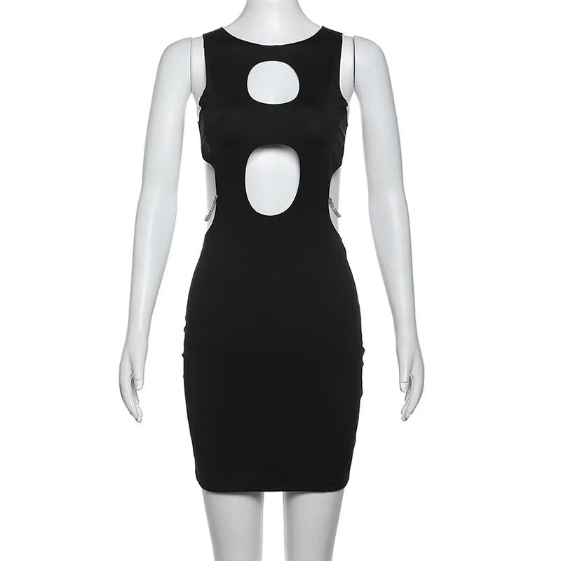 Mini Dress with Chain Detail and Cutouts - Agatha