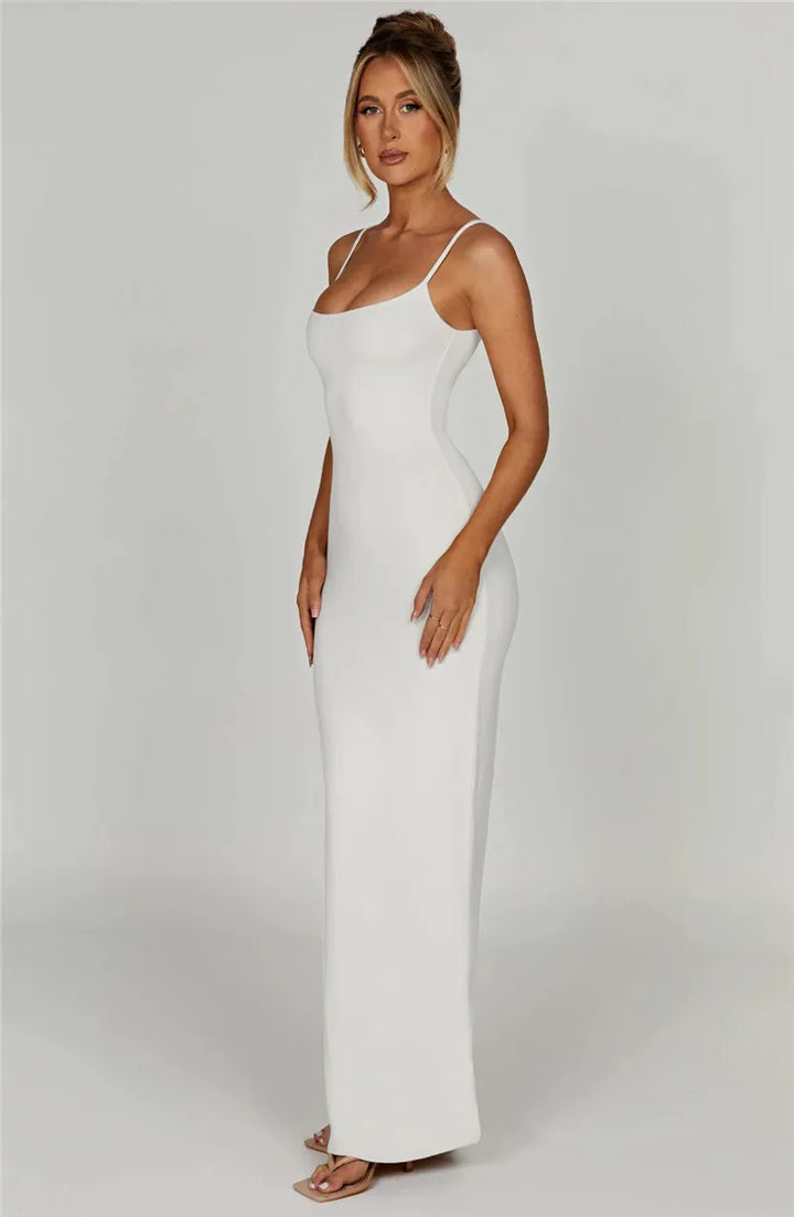 Fitted maxi dress with shaping fabric - Jordi