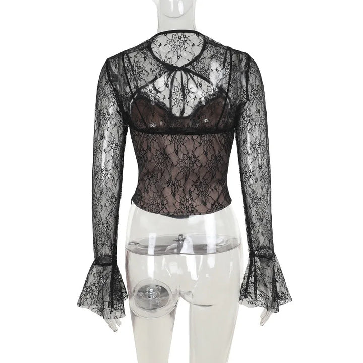 Lace corset top with lace sleeve decoration - Mila
