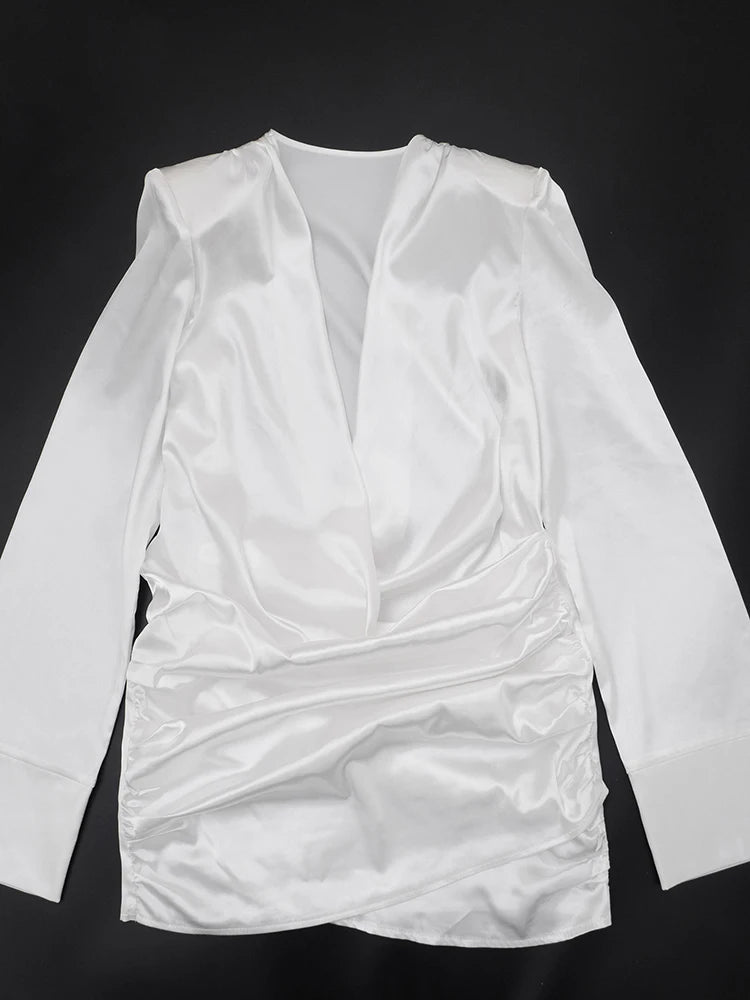 Satin Mini Dress with Pleats - Roxana