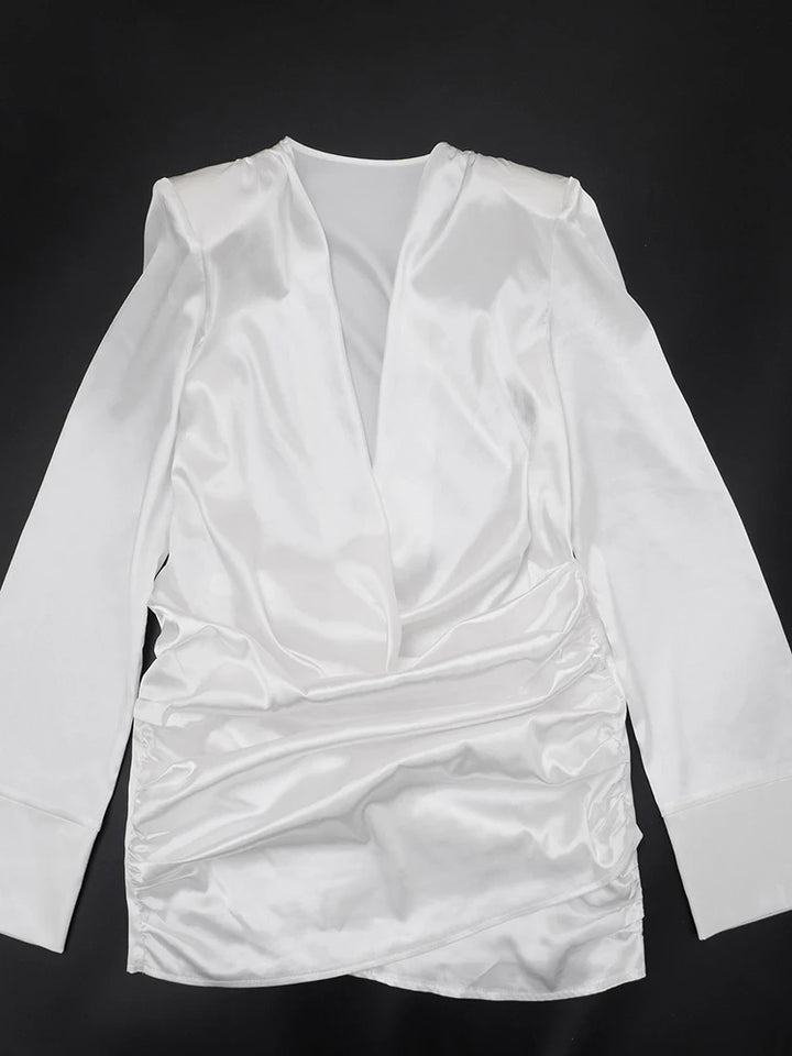 Satin Mini Dress with Pleats - Roxana