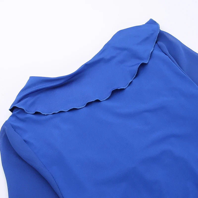 Mini Dress with Ruffle and Bell Chiffon Sleeves - Felis