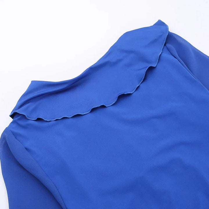 Mini Dress with Ruffle and Bell Chiffon Sleeves - Felis