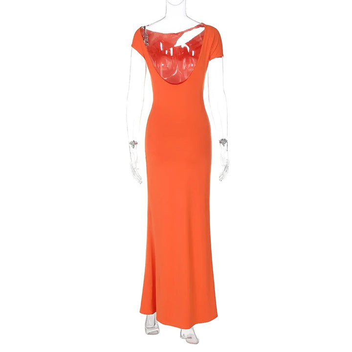 Maxi Open Back Dress with Flower Buckle Detail - Marina