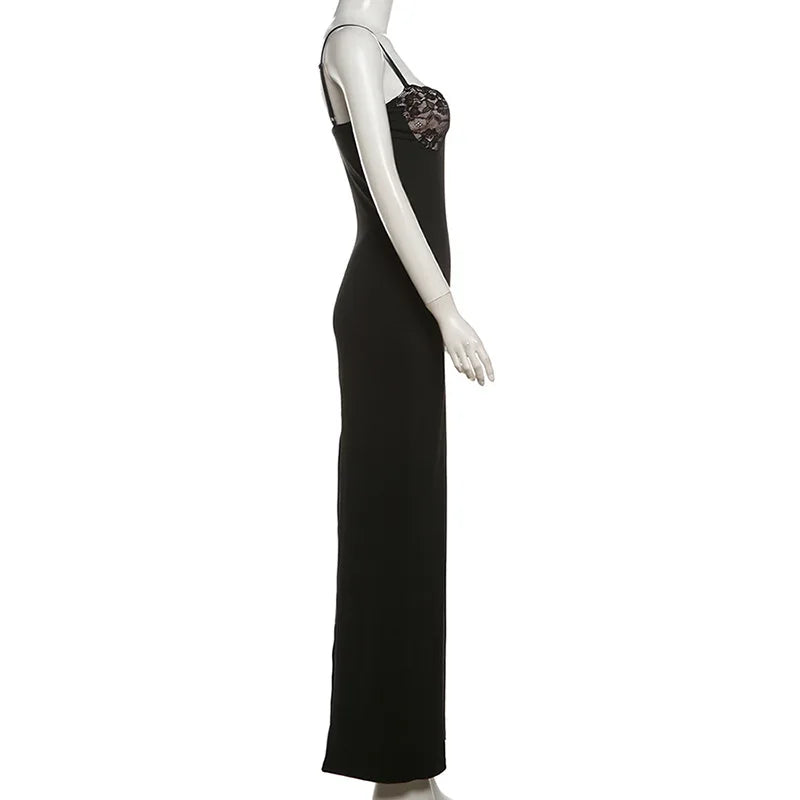 Maxi Evening Dress with Lace Detail on Chest - Kimberly