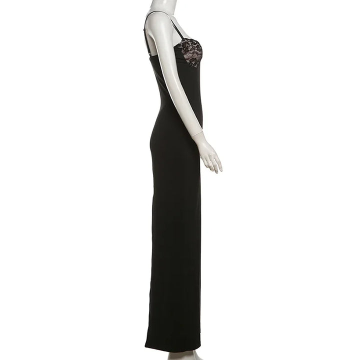 Maxi Evening Dress with Lace Detail on Chest - Kimberly