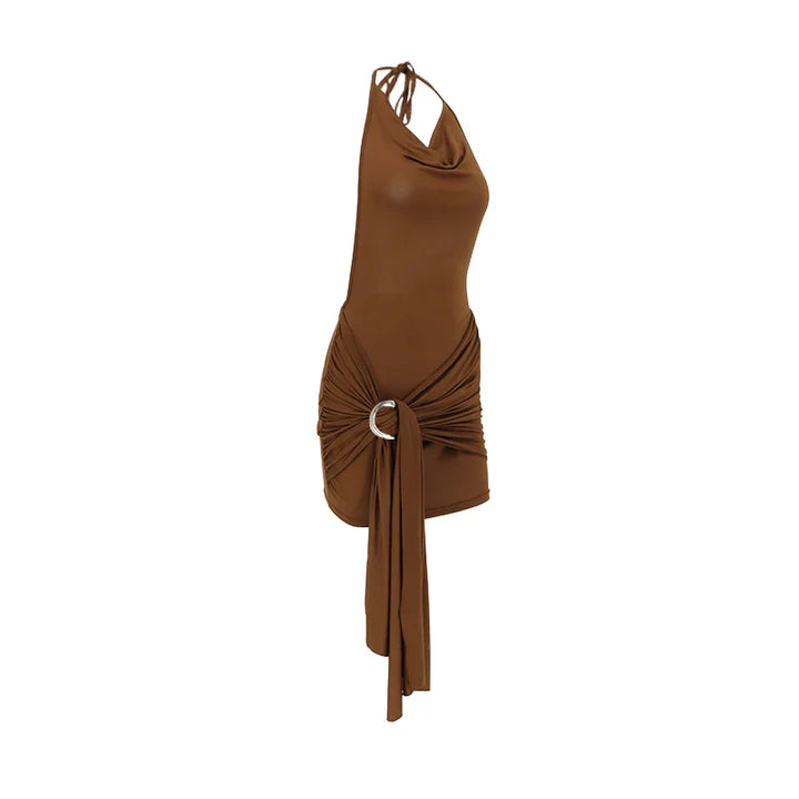 Vintage Design Mini Dress with Open Back - Kali
