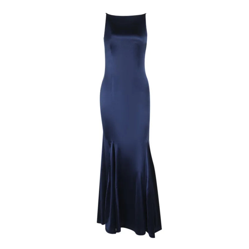 Maxi satin dress with open back - Rain
