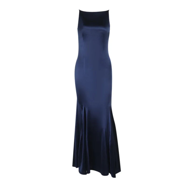 Maxi satin dress with open back - Rain