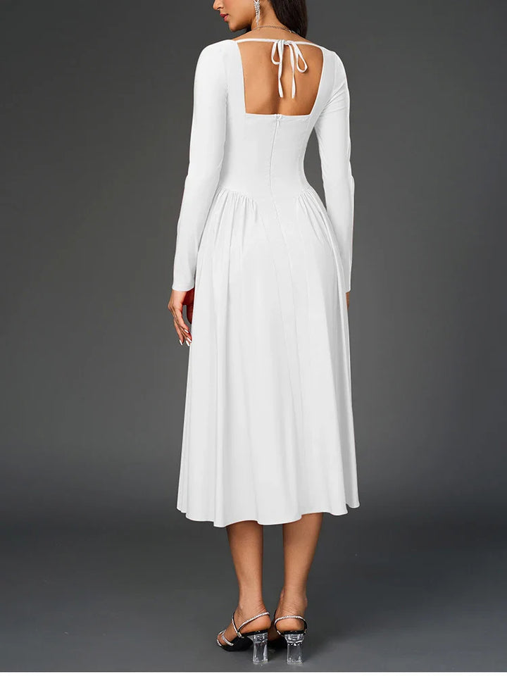 A-line Midi Dress with Rustic Design - Giuliana