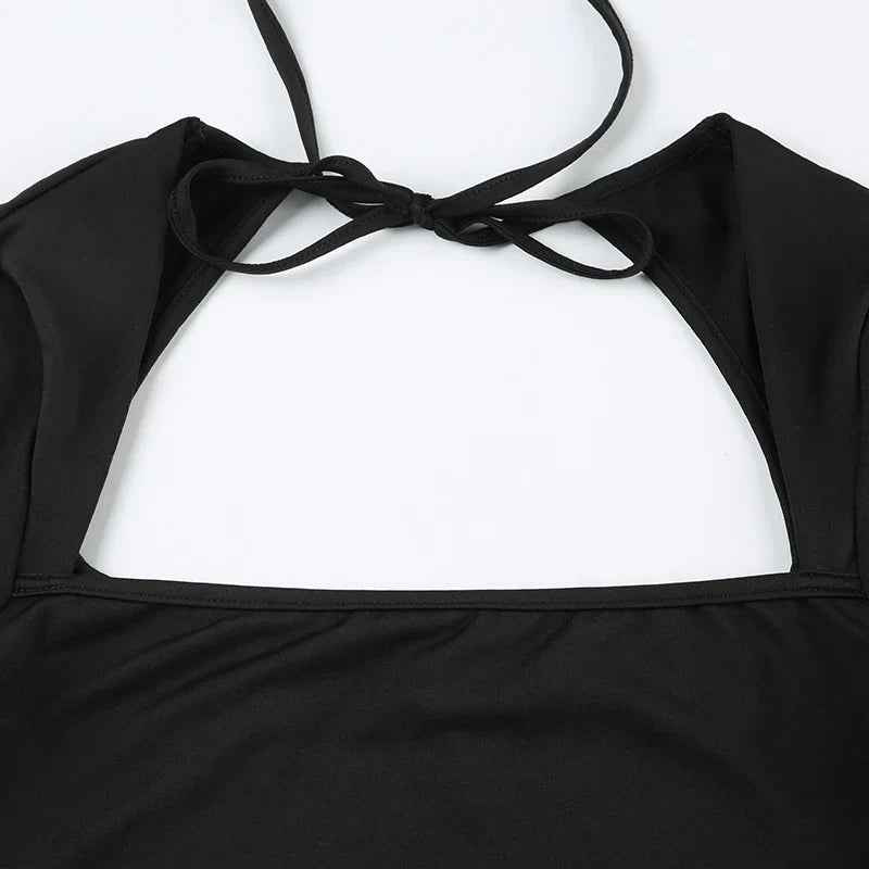 Mini dress with small slit and open back design - NELLY