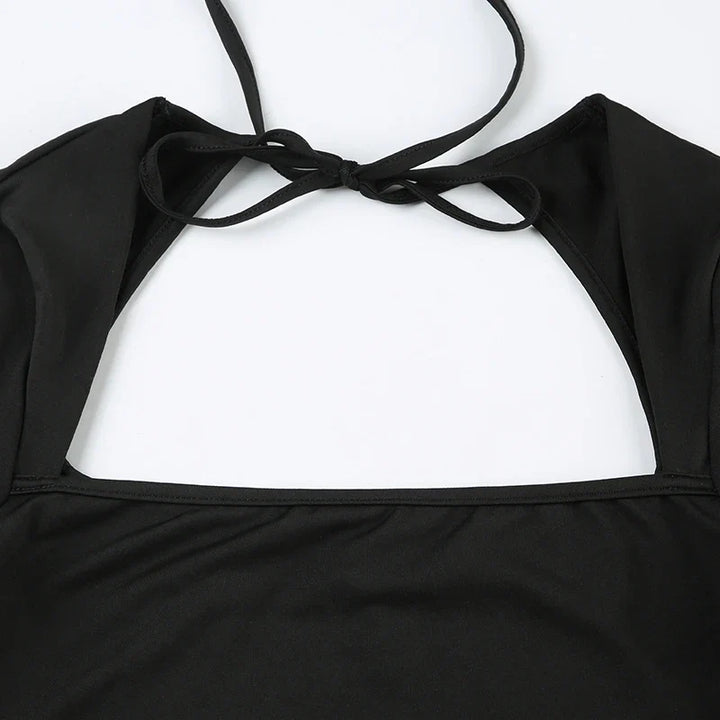 Mini dress with small slit and open back design - NELLY