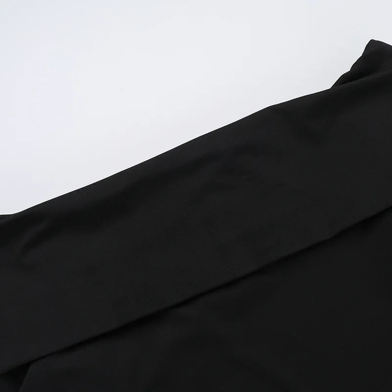 Monochrome balloon mini dress with bare shoulders - Lis