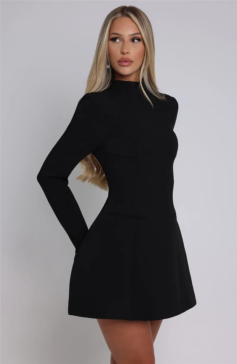 A-line mini dress with pocket decoration - Lady