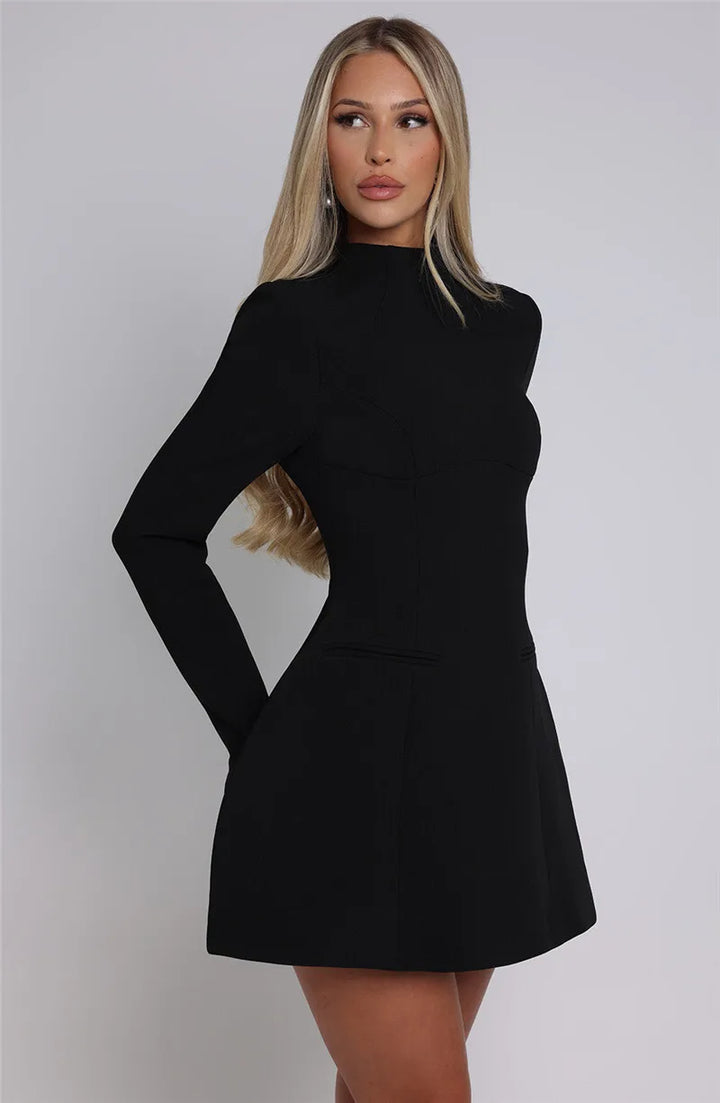A-line mini dress with pocket decoration - Lady