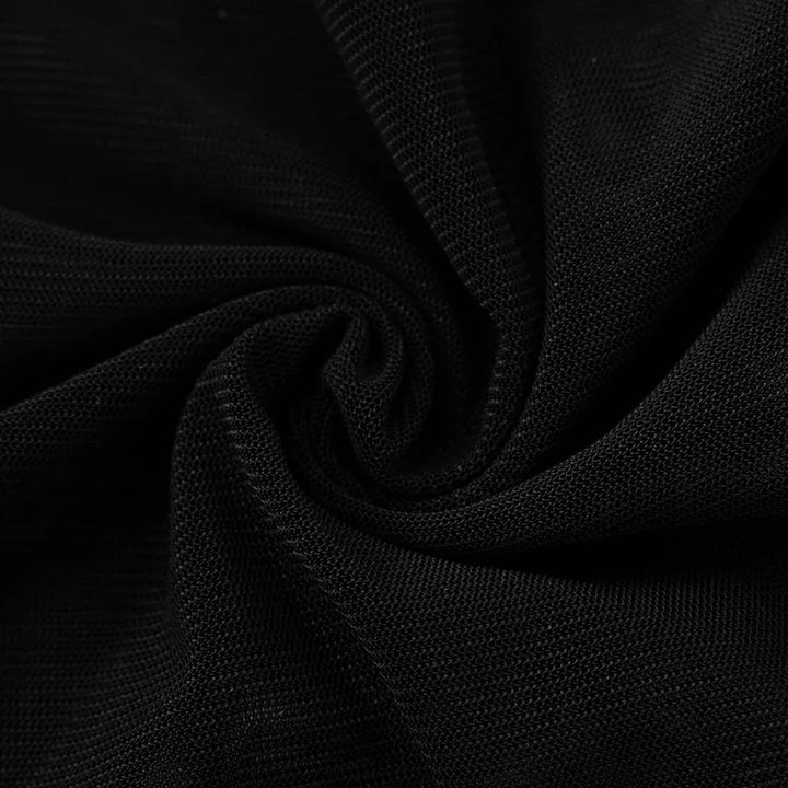 Turtleneck Satin Mini Dress with Mesh Corset and Cutouts - DIANA
