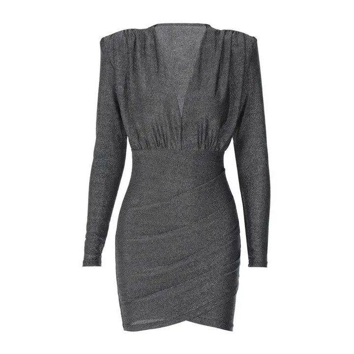 Mini Glitter Dress with V-Neck - Maia