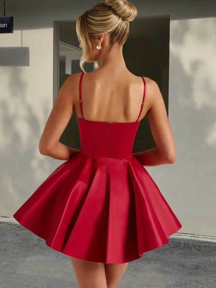A-line Satin Mini Dress - Tiffany
