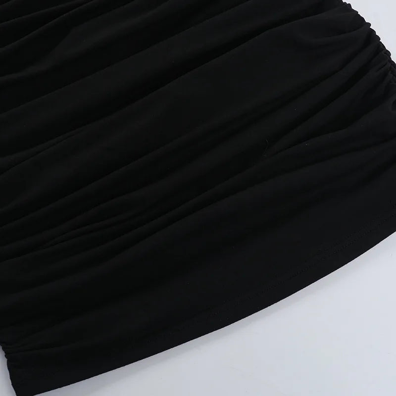 Fitted Pleated Mini Dress with Dropped Mesh Straps - Luz