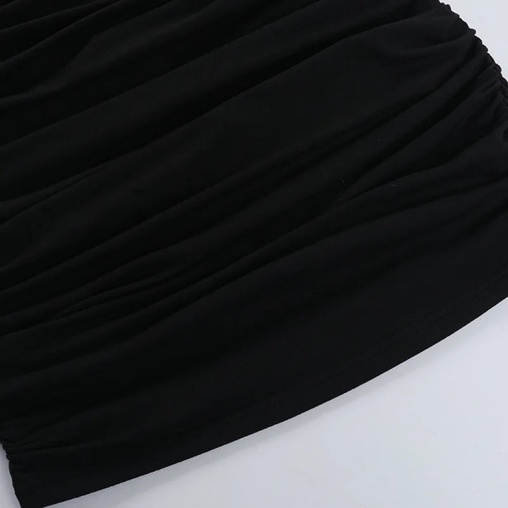 Fitted Pleated Mini Dress with Dropped Mesh Straps - Luz