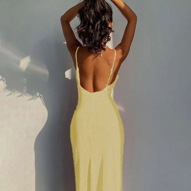 Summer midi knitted dress with slit decoration - Smile