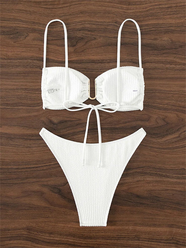 Bikini with gold buckle decoration - Maureen