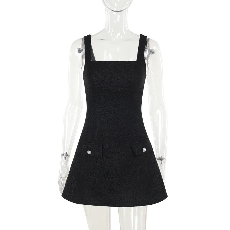 Woven mini dress in A-line cut with pocket decoration - Mili