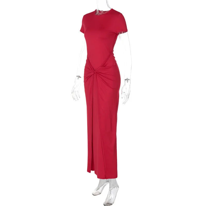 Maxi Dress with Ruching and Cross Design - Sheila