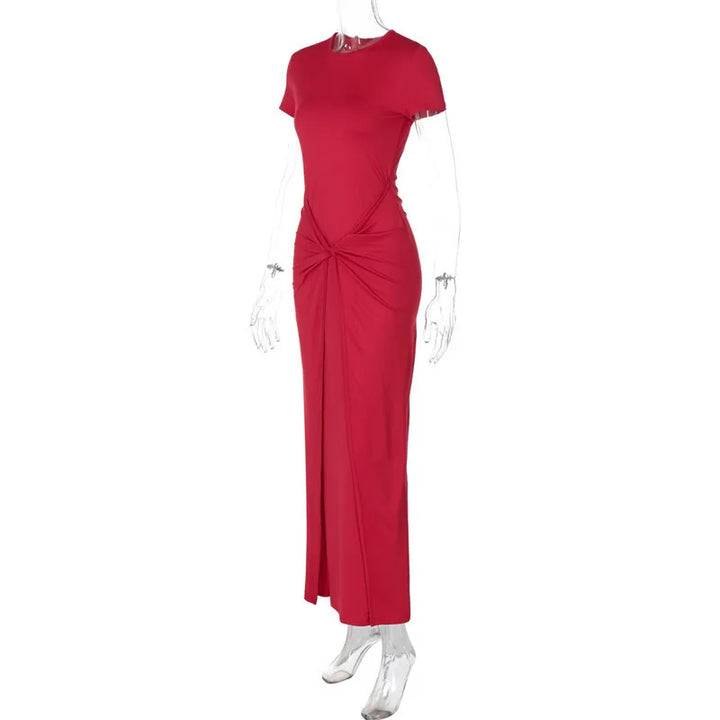 Maxi Dress with Ruching and Cross Design - Sheila