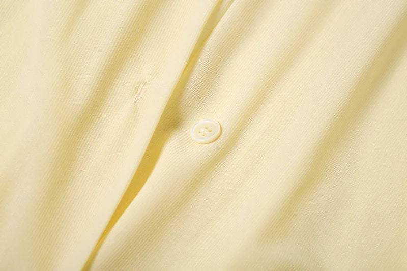Chiffon Mini Dress with Pleated Design and Button Closure - Arabella