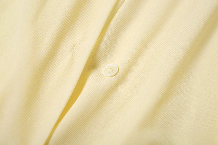 Chiffon Mini Dress with Pleated Design and Button Closure - Arabella